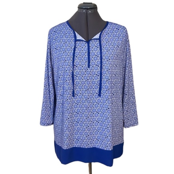 Chico’s Blue Blouse Top Size 2 Large - Picture 3 of 16